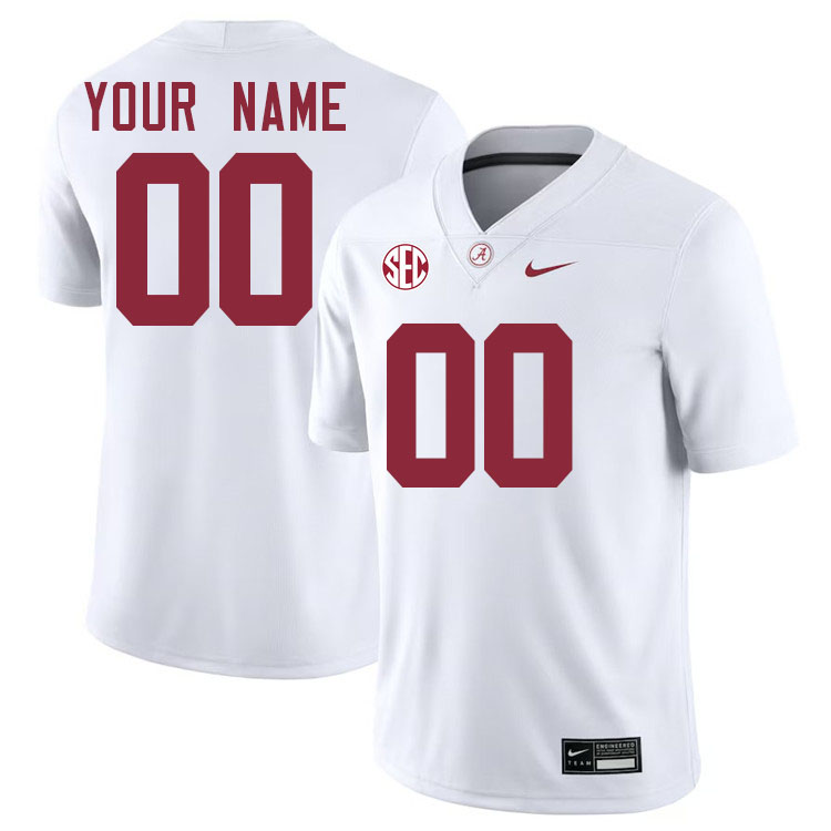 Custom Alabama Crimson Tide Name And Number Football Jersey-White